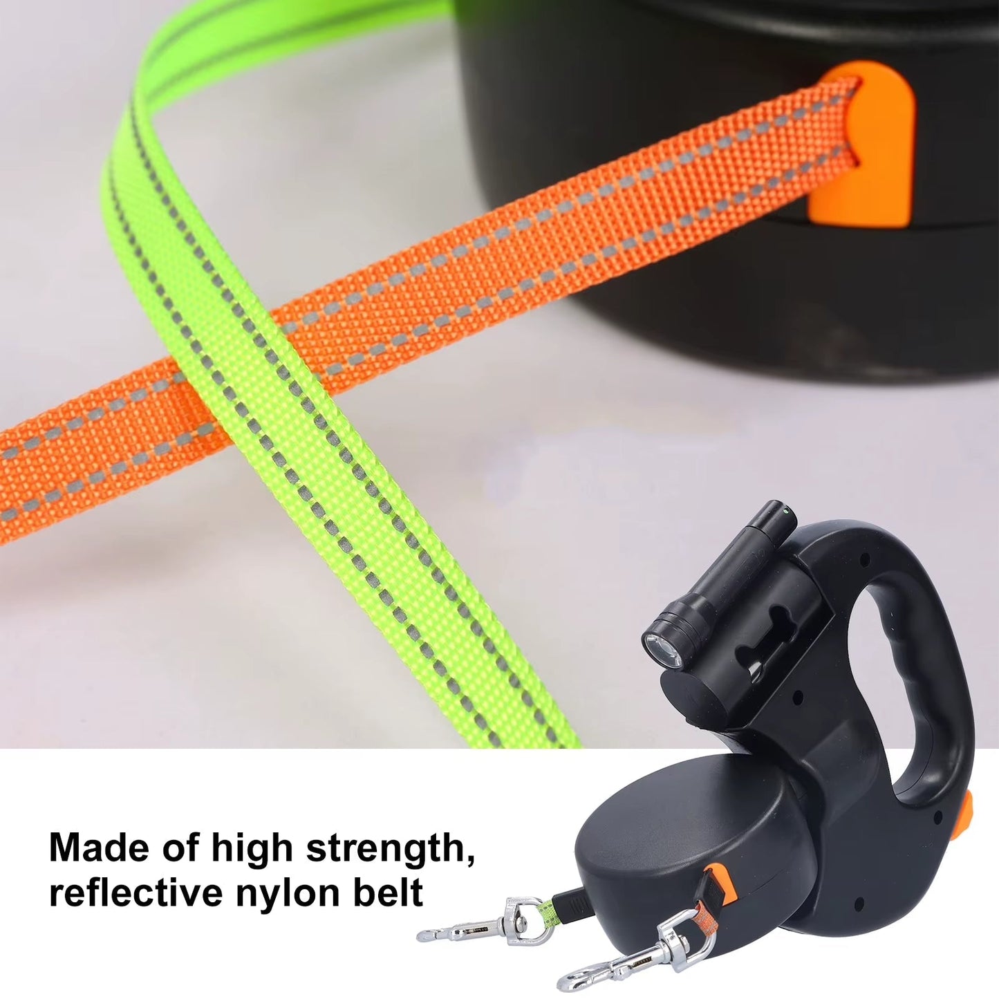 Dual Dog Leash with LED Light and Tangle-Free Swivel