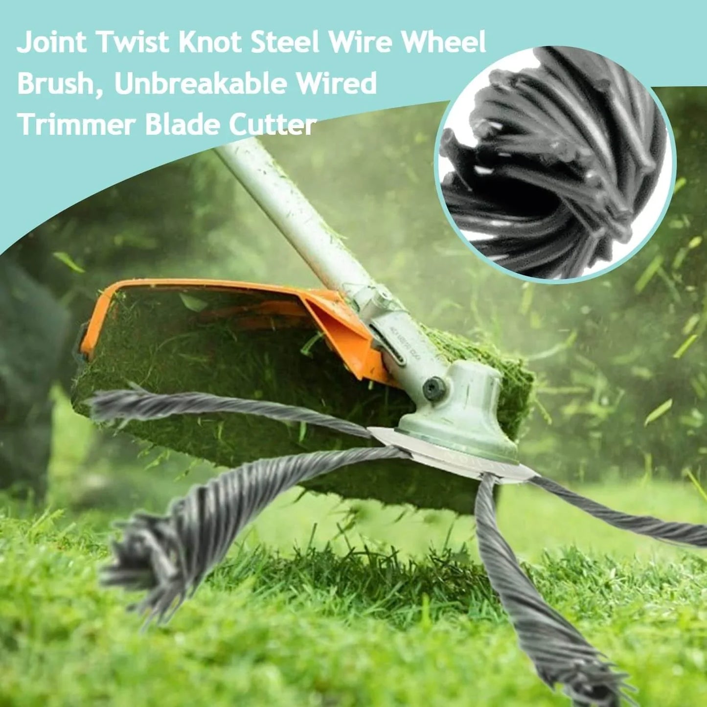 Weed Trimmer Head with Universal Fit and Durable Wire Brush for Grass and Moss