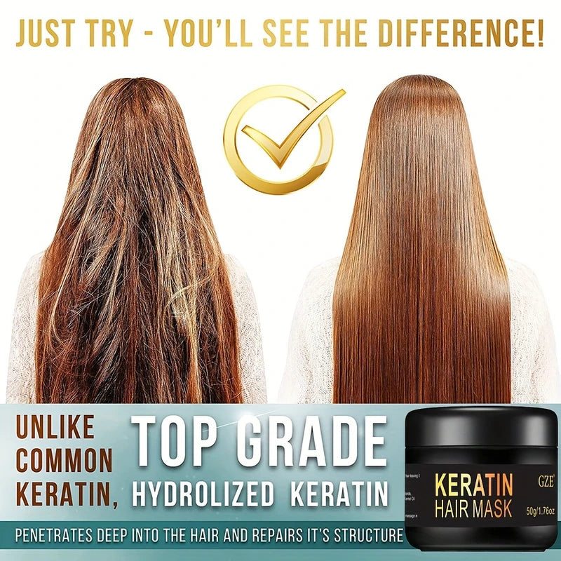 Biotin Protein with Castor Oil Hair Mask, Vitamins Keratin Deep Conditioner, Repair Treatment for Dry Damaged Color Hair