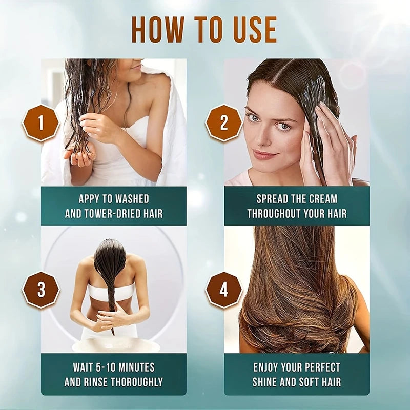 Biotin Protein with Castor Oil Hair Mask, Vitamins Keratin Deep Conditioner, Repair Treatment for Dry Damaged Color Hair