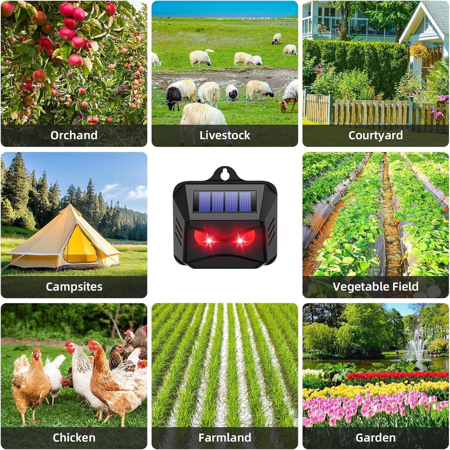 2pcs Solar Powered Ultrasonic Animal Repellent