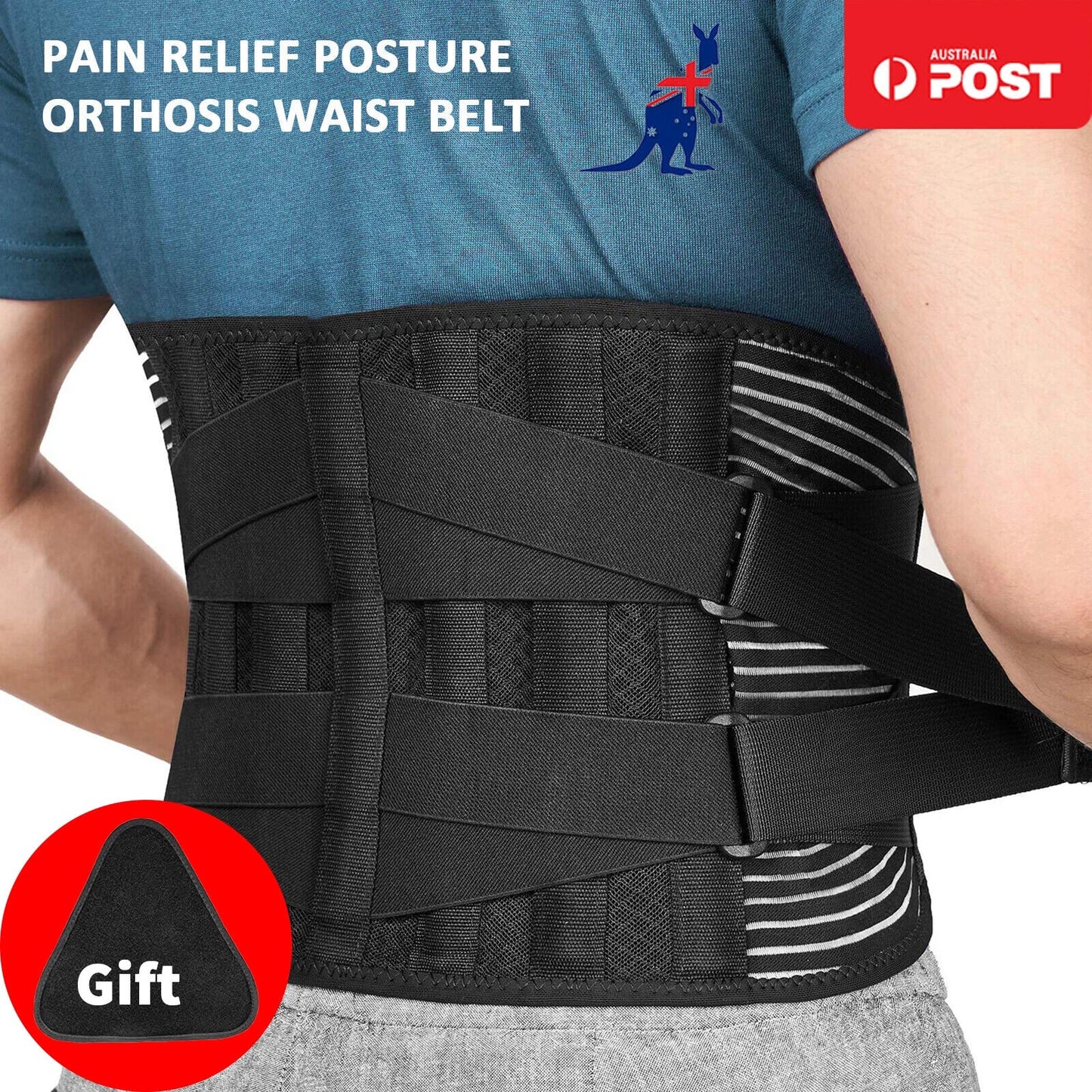 Adjustable Lumbar Support Brace with Breathable Fabric