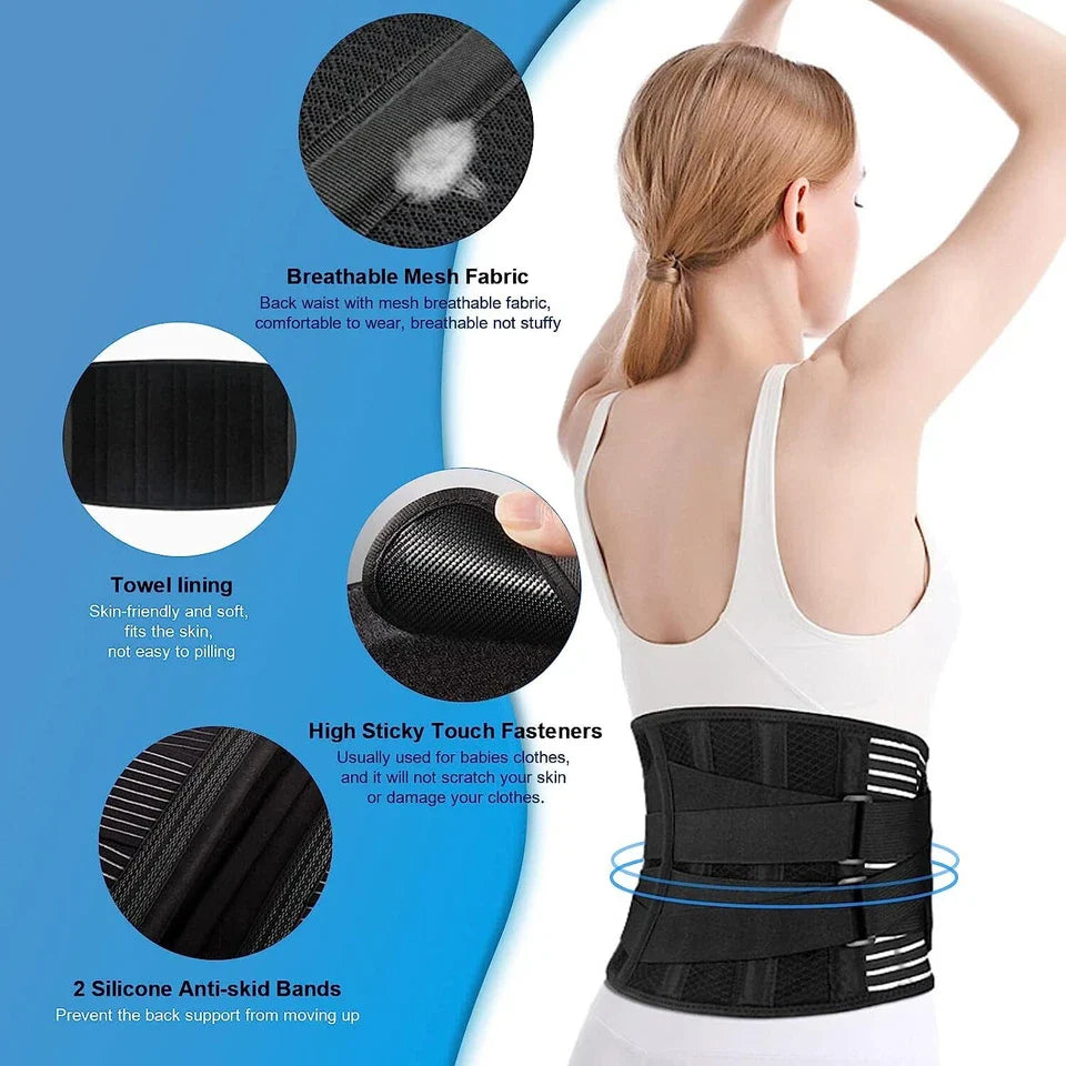 Adjustable Lumbar Support Brace with Breathable Fabric