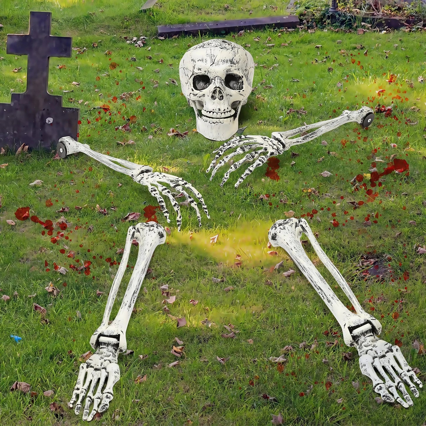 Spooky Skeleton Yard Decoration with Realistic Bones
