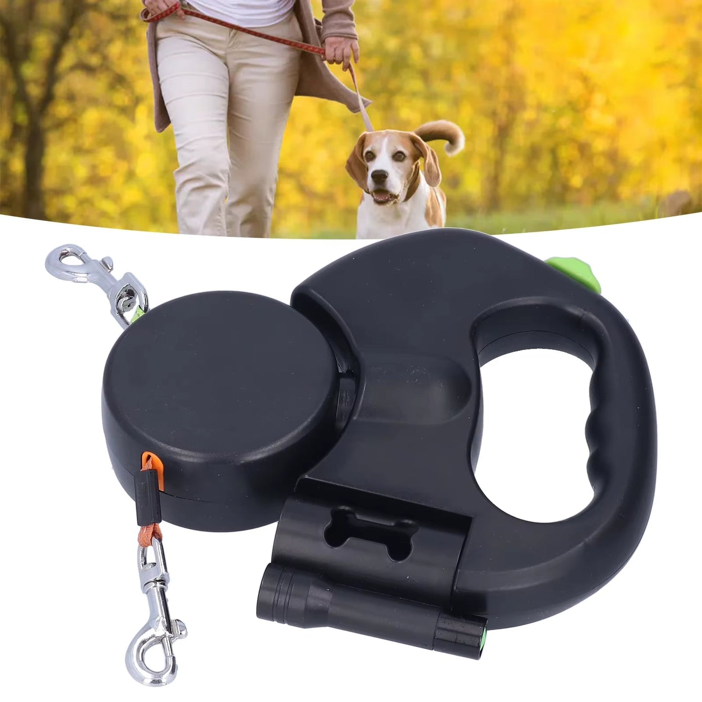 Dual Dog Leash with LED Light and Tangle-Free Swivel