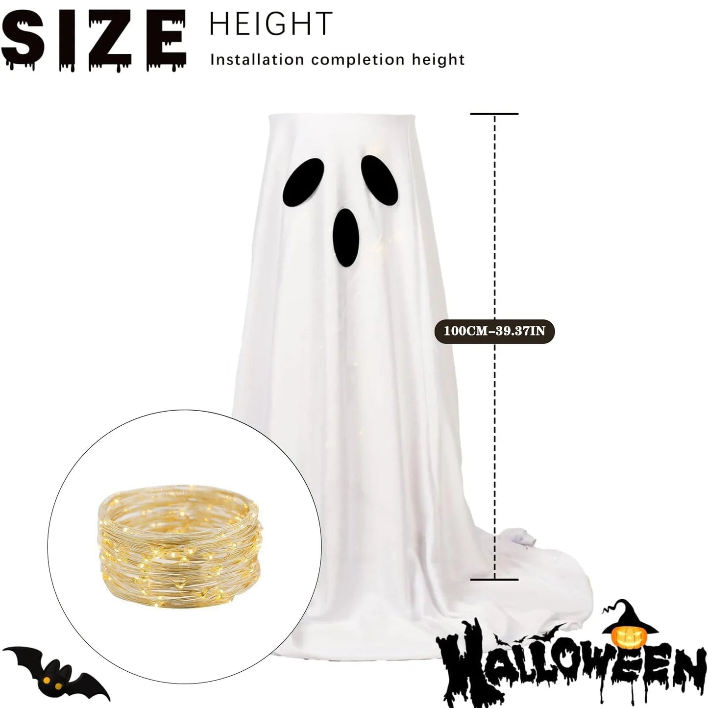 Lighted Halloween Candy Bowl Stand with Ghost Design