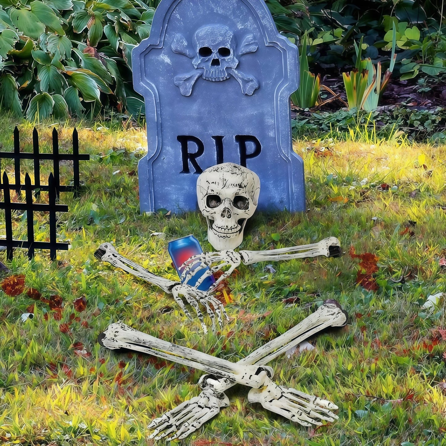 Spooky Skeleton Yard Decoration with Realistic Bones