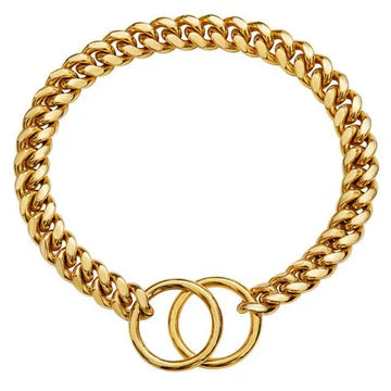 Dog Chain Collar, Black, Gold, Stainless Steel for Dogs Heavy Duty