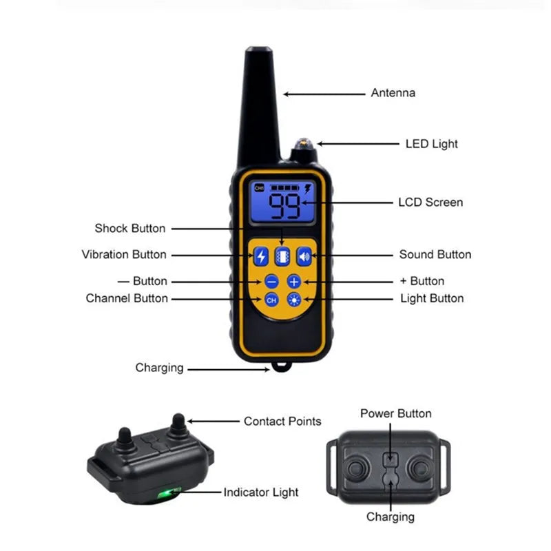Dazzle Dog Training Collar – Waterproof Shock Collar for Dogs with Remote Control for Effective Bark Training