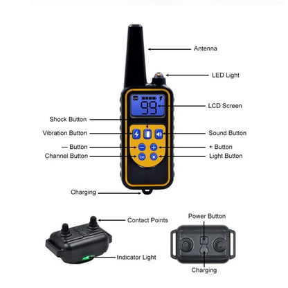 Dazzle Dog Training Collar – Waterproof Shock Collar for Dogs with Remote Control for Effective Bark Training