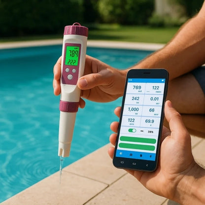 Digital pool tester – pH and chlorine measuring device for easy water analysis