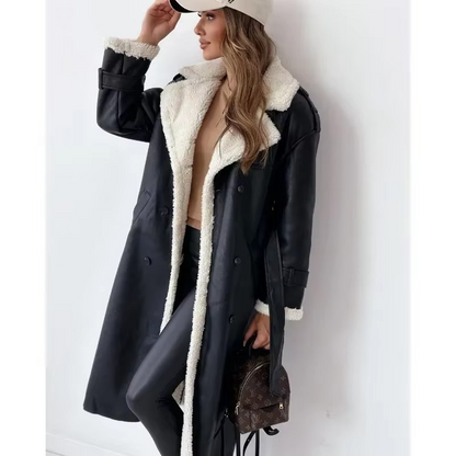 Women’s Faux Fur Winter Coat, Soft Warm Long Sleeve Lapel Collar Jacket