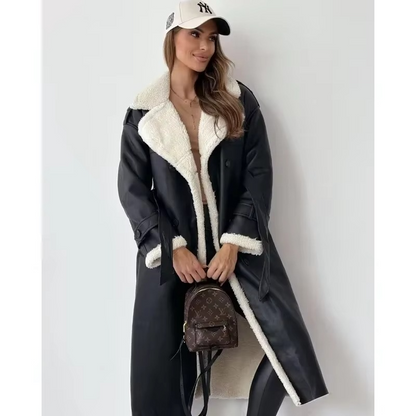 Women’s Faux Fur Winter Coat, Soft Warm Long Sleeve Lapel Collar Jacket