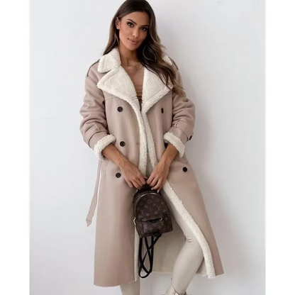Women’s Faux Fur Winter Coat, Soft Warm Long Sleeve Lapel Collar Jacket