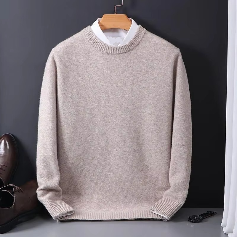 Men's Oversized Cashmere Knit Sweater O Neck Pullover M to 3XL