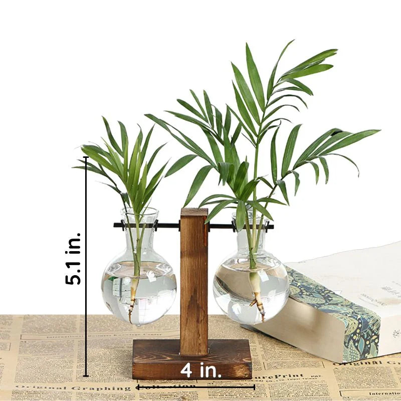 Wooden Frame Hydroponic Plant Vase