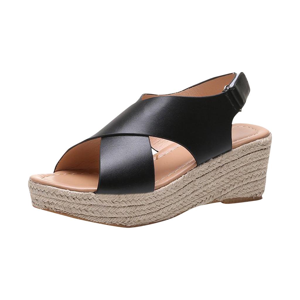 Orthopedic Women’s Cross Strap Wedge Sandals with Cushioned Support