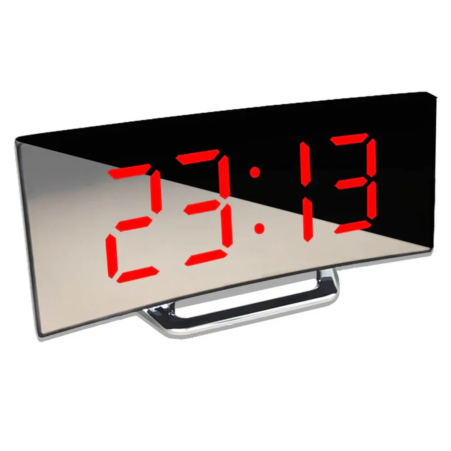 Curved LED Digital Clock with Adjustable Brightness
