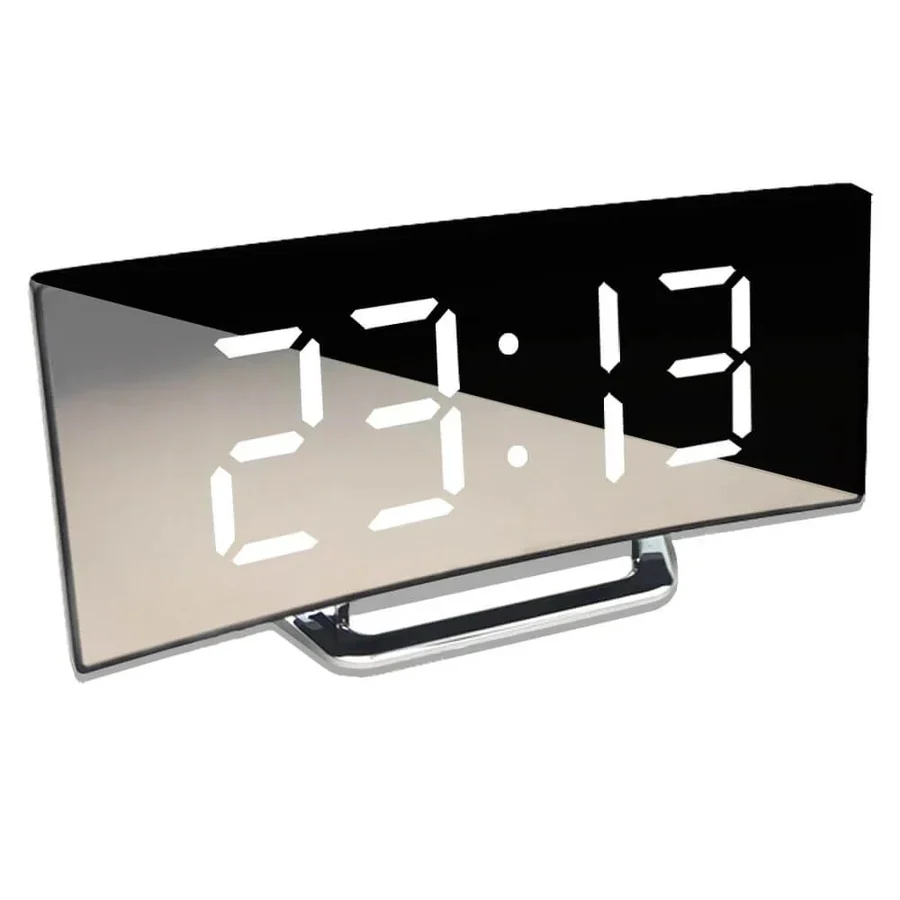 Curved LED Digital Clock with Adjustable Brightness