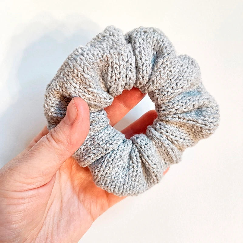 Gray cotton hand Knit Scrunchies for women Large Size hair accessories women accessories women hair accessories
