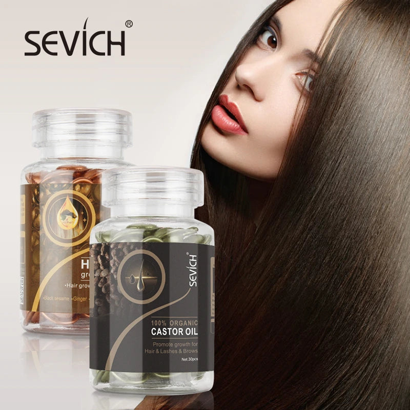 Sevich Hair Serum with Polygonum Multiflorum, Ginger Hair Growth Capsules, Vitamin Oil Repair Treatment for Damaged Hair