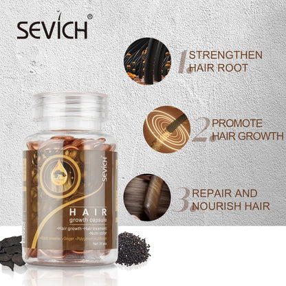Sevich Hair Serum with Polygonum Multiflorum, Ginger Hair Growth Capsules, Vitamin Oil Repair Treatment for Damaged Hair