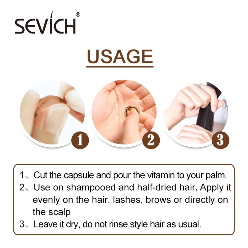Sevich Hair Serum with Polygonum Multiflorum, Ginger Hair Growth Capsules, Vitamin Oil Repair Treatment for Damaged Hair