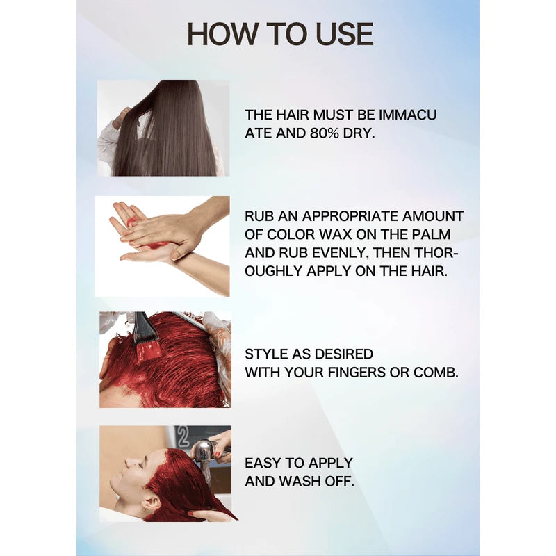 Temporary Hair Color Wax, Easy to Wash DIY Hair Dye for Beards, Eyebrows & Styling (Dyed Mud)