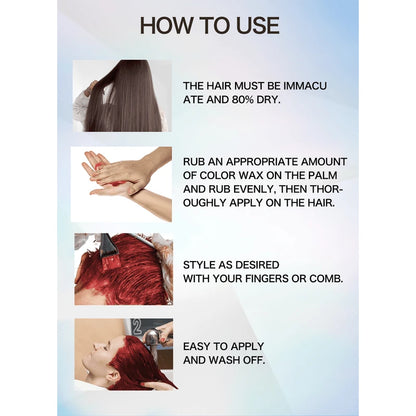 Temporary Hair Color Wax, Easy to Wash DIY Hair Dye for Beards, Eyebrows & Styling (Dyed Mud)