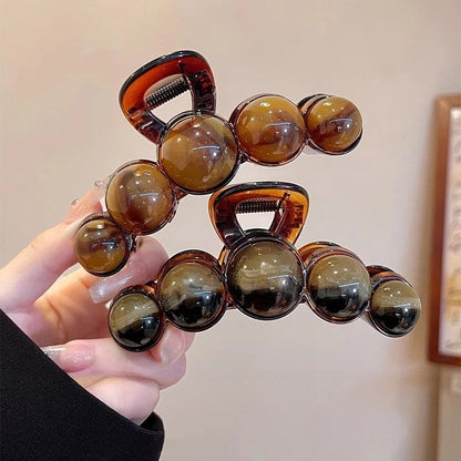 Retro Gradient Beaded Hair Claw Clip, 11cm Geometric Hair Clip for Women, 90s Y2K Fashion Hair Accessory