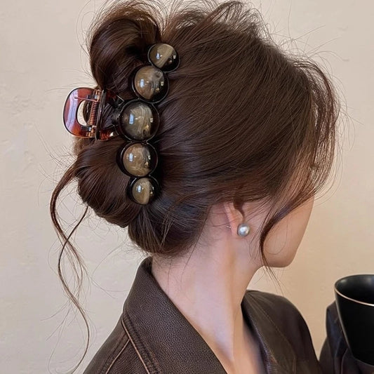 Retro Gradient Beaded Hair Claw Clip, 11cm Geometric Hair Clip for Women, 90s Y2K Fashion Hair Accessory