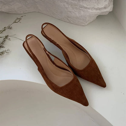 Women's Pointed Toe Slingback Kitten Heels