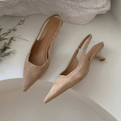 Women's Pointed Toe Slingback Kitten Heels