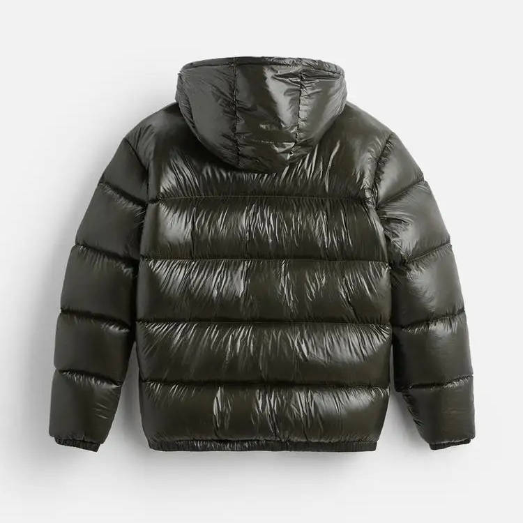 Mens Glossy Puffer Jacket with Hood