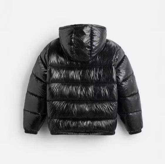 Mens Glossy Puffer Jacket with Hood
