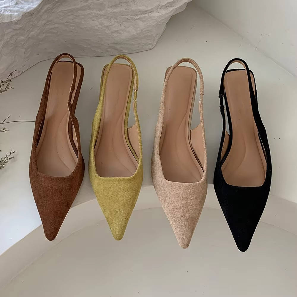 Women's Pointed Toe Slingback Kitten Heels