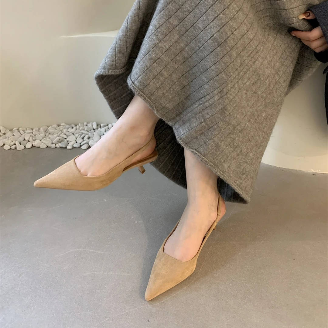 Women's Pointed Toe Slingback Kitten Heels