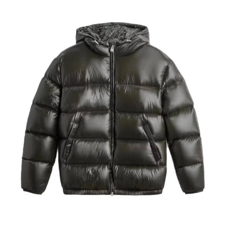 Mens Glossy Puffer Jacket with Hood