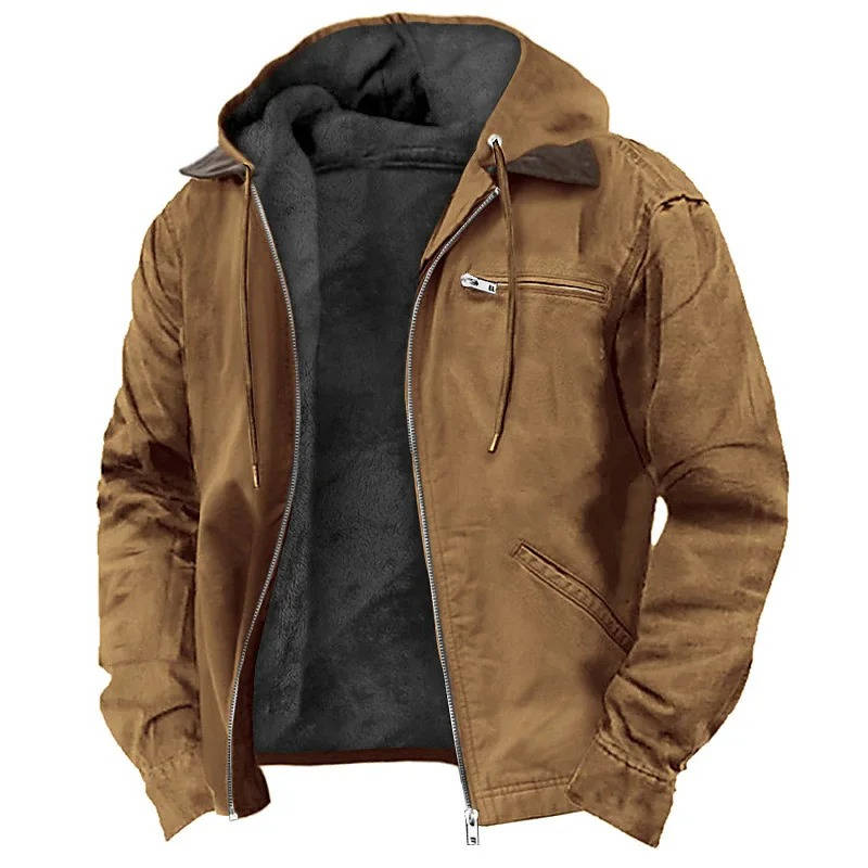 Mens Hooded Fleece Jacket with Zipper