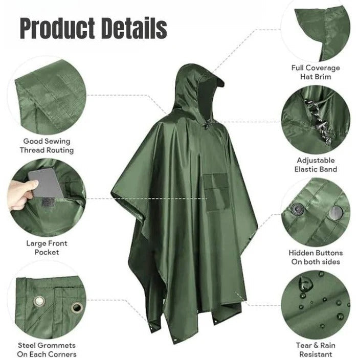 Rain Poncho for Outdoor Coverage