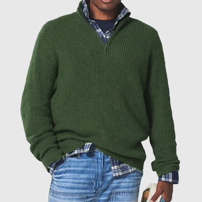 Men’s Sweater with Half-Zip Collar