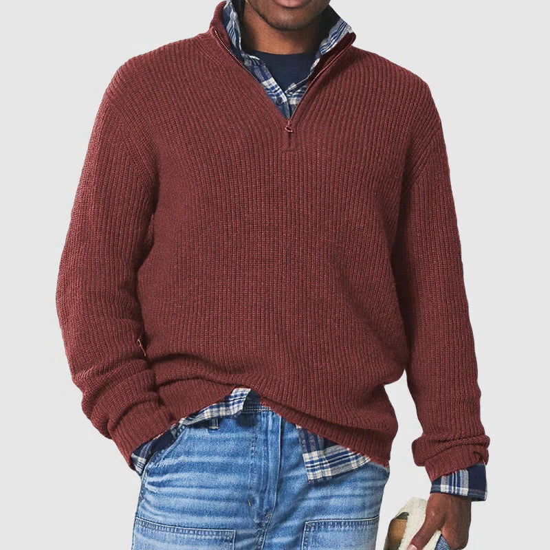 Men’s Sweater with Half-Zip Collar