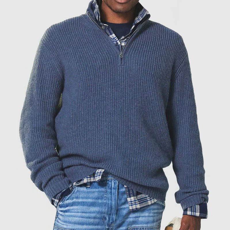 Men’s Sweater with Half-Zip Collar