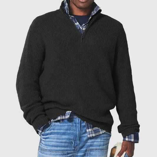Men’s Sweater with Half-Zip Collar