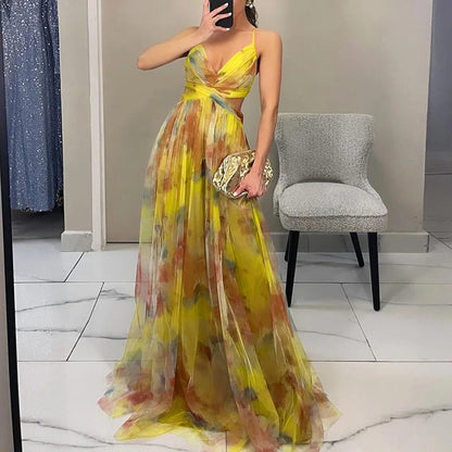 Women's Floral Pleated Maxi Dress