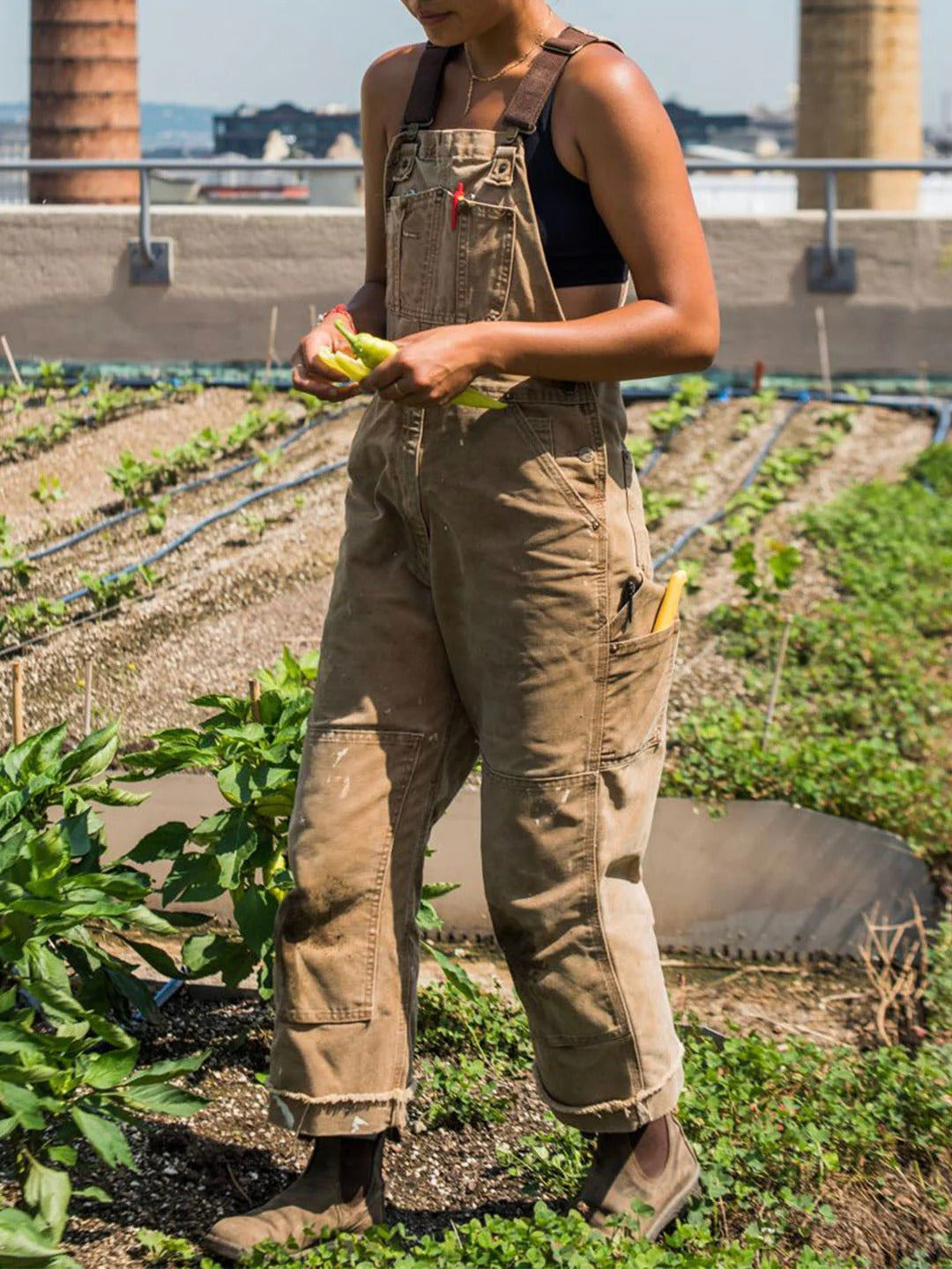 Women's Utility Bib Overalls with Adjustable Straps