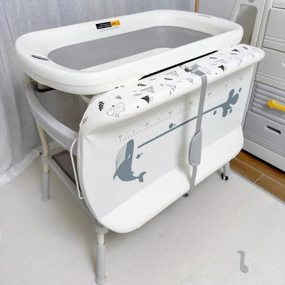 Foldable Baby Changing Table with Adjustable Height & Built-In Bath