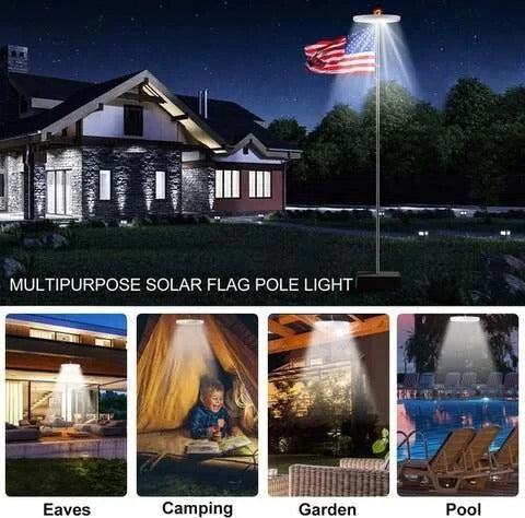Solar LED Flagpole Light for Continuous Nighttime Visibility