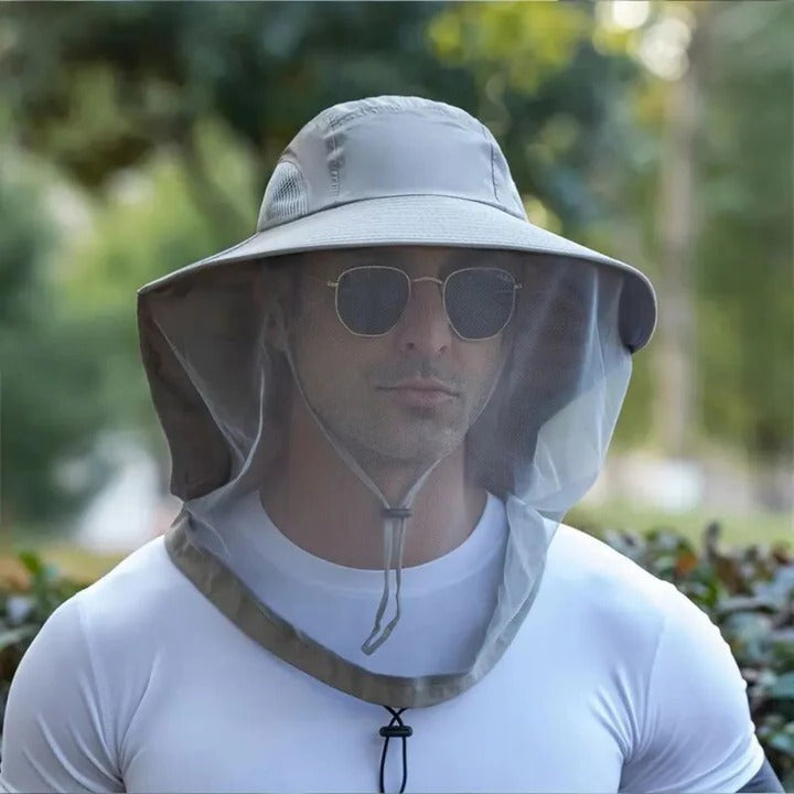Outdoor Wide Brim Hat with Mesh Net for Sun and Insect Protection