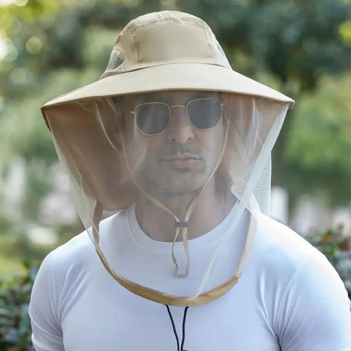 Outdoor Wide Brim Hat with Mesh Net for Sun and Insect Protection